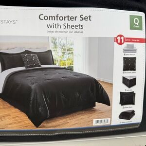 Mainstays Elegant Black Comforter Set with Sheets